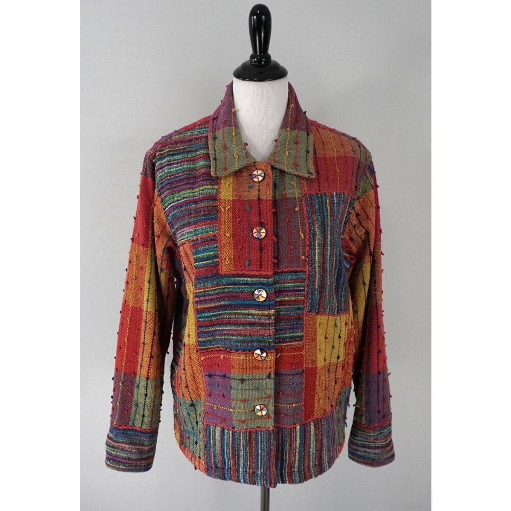 Vintage TravelSmith Patchwork Button Up Boho Mult… - image 2